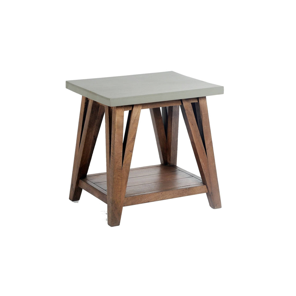 Concrete Coated-Top Wood End Table W226