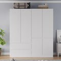 White 4 Door 2 Drawers Wooden Armoire Wardrobe I5230