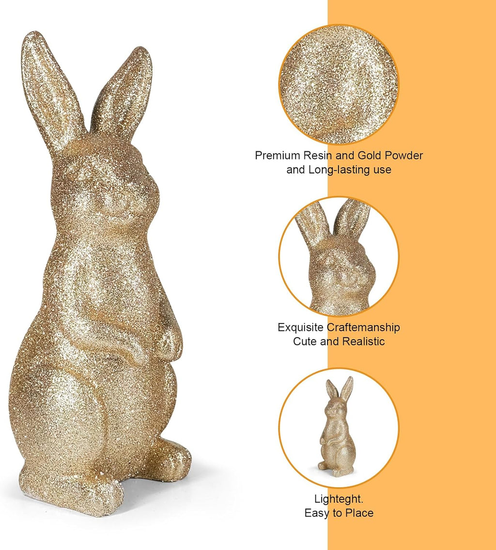 Golden Polyresin Bunny Easter Decor Statue C794816