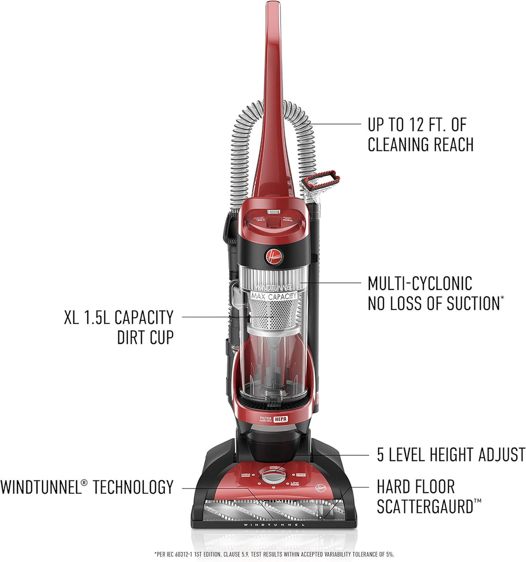 Red Upright Vacuum Cleaner with HEPA Media Filtration J67013