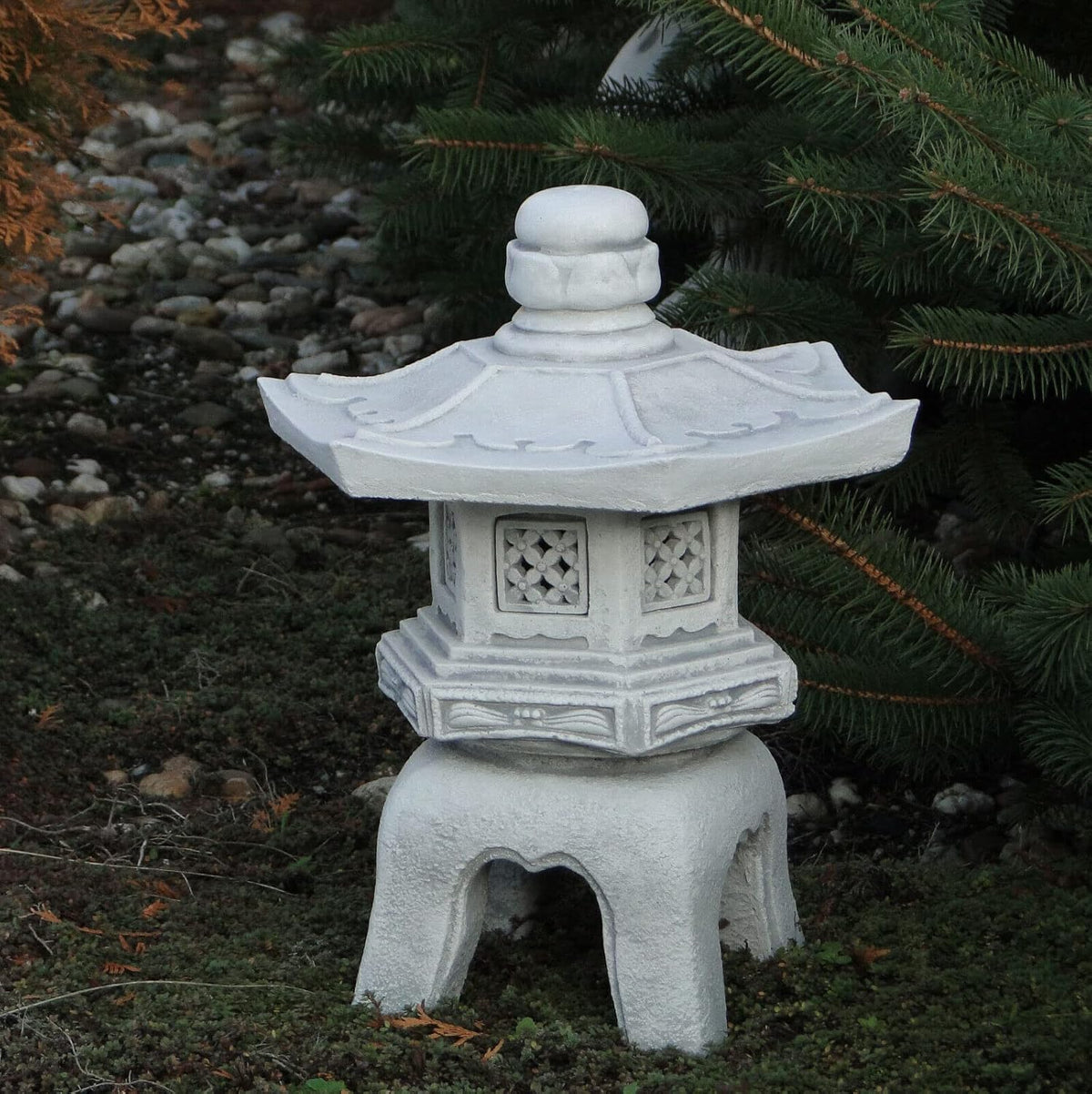 Gray Concrete Pagoda Lantern Statue L519255