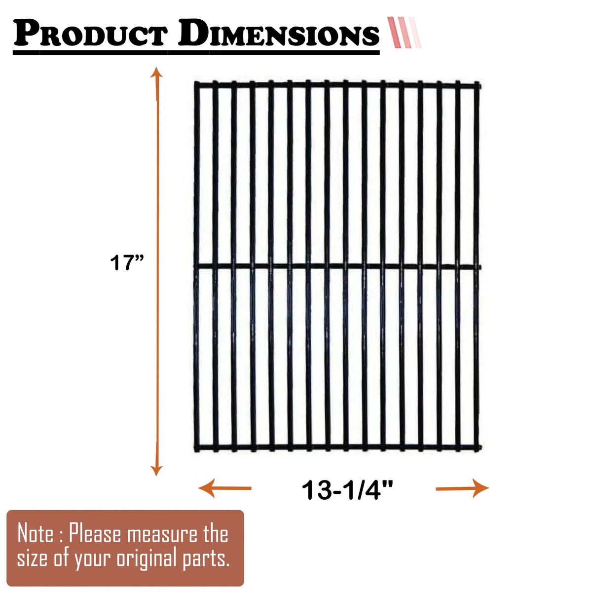 Set of Two 17 inch Grill Cooking Grates Replacement Parts for Gas Grills X410