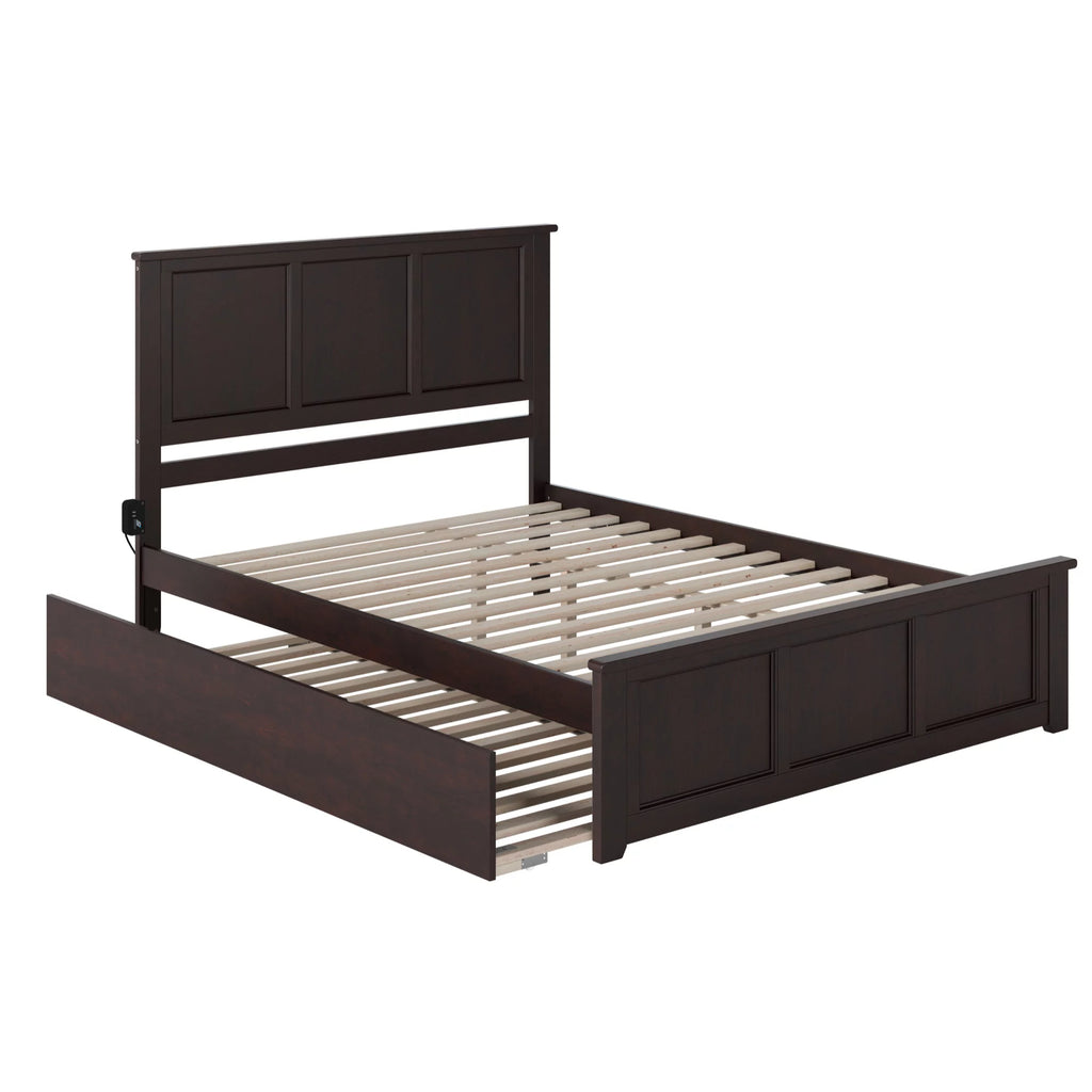 Solid Wood Queen Bed with Twin XL Trundle in Espresso J667988