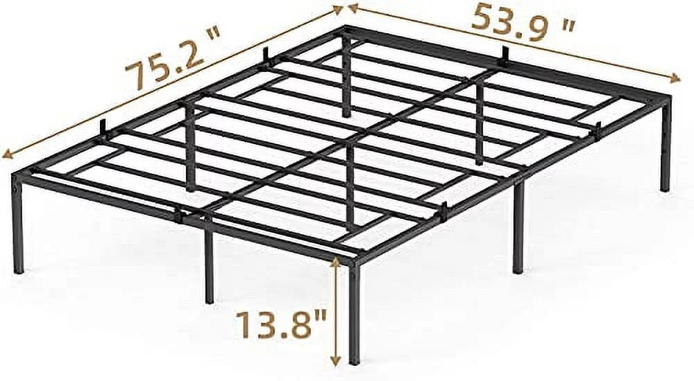 Black Metal Platform Bed Frame with Steel Slats S130155