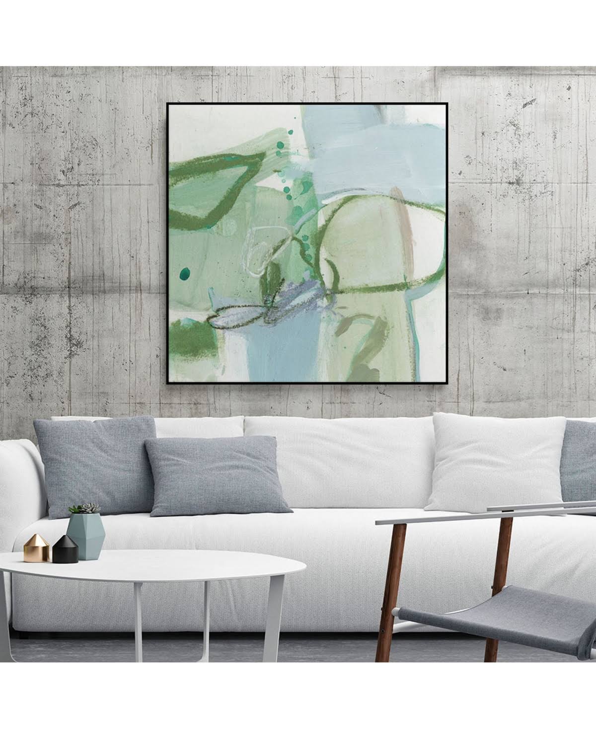 Olive Green Framed Canvas Art Block H312614