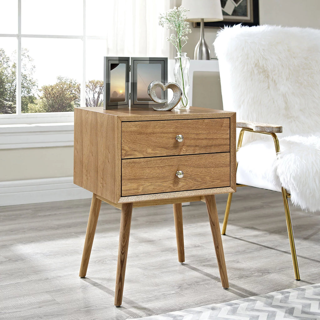 Brown Wood Nightstand Side End Table U425