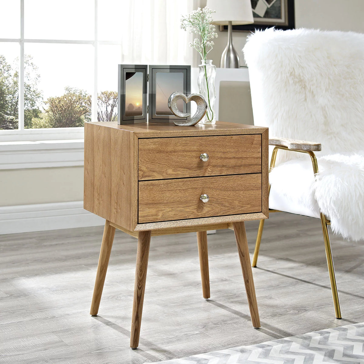 Brown Wood Nightstand Side End Table U425