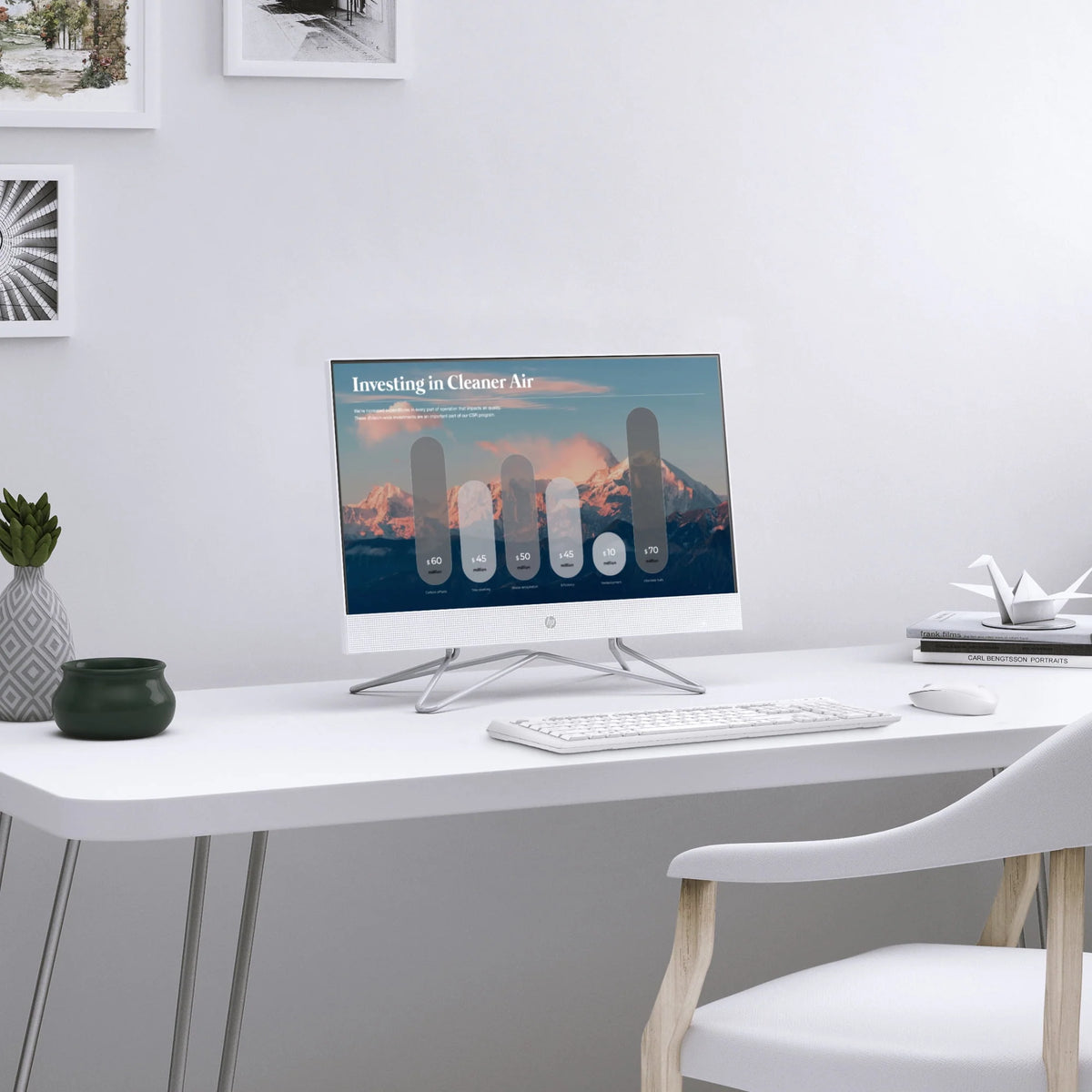21.5 All-in-One PC, Intel Pentium, 8GB Memory, 128GB SSD, Windows 11 Home, White C338334