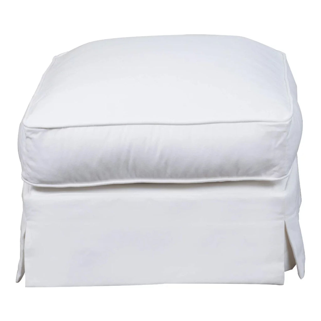 White Upholstered Ottoman C87084