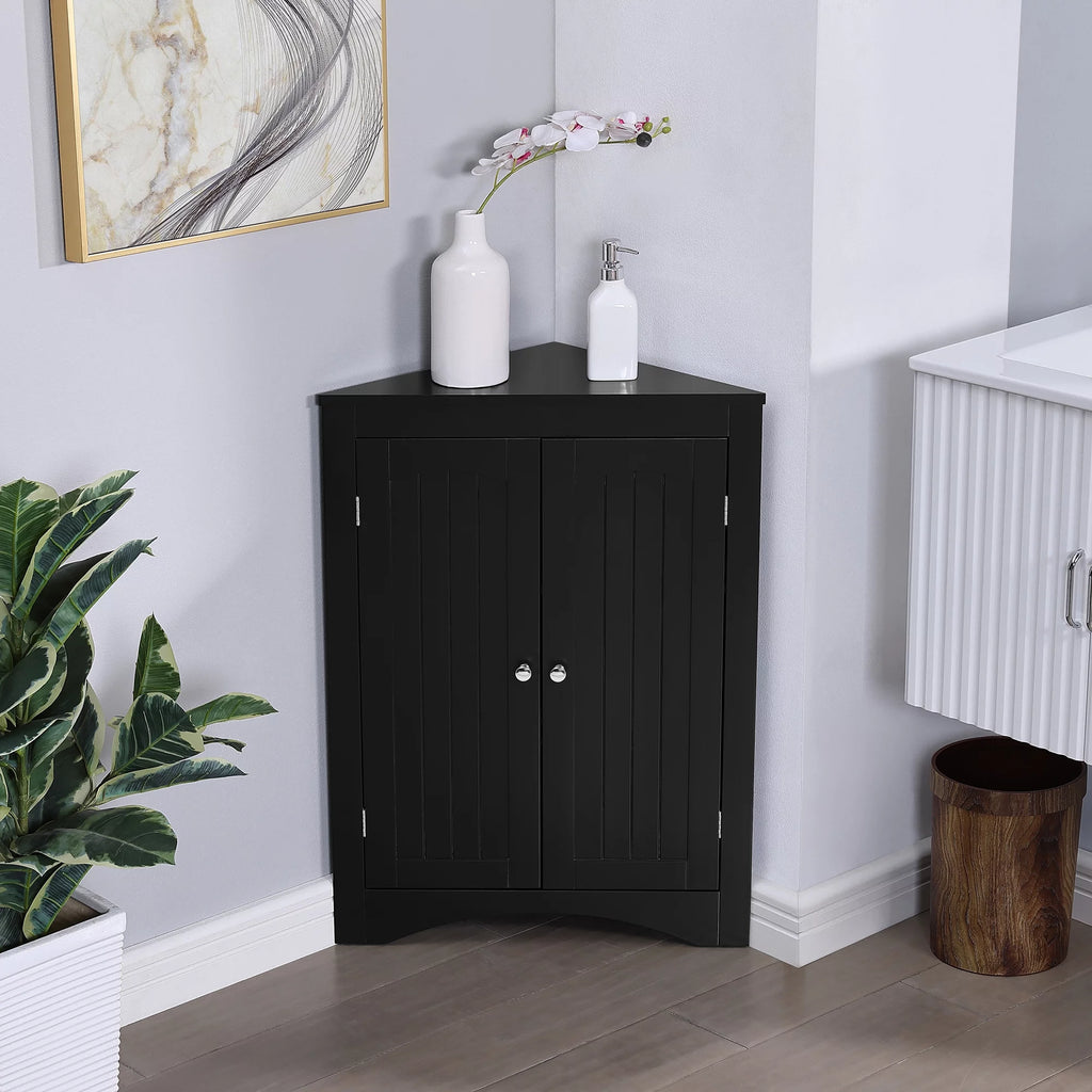 Free Standing Corner Storage Cabinet with Doors and Shelves K617845
