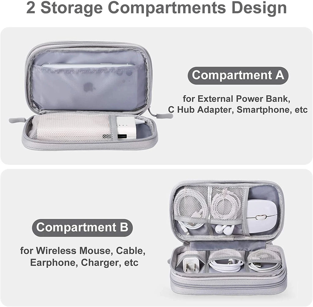 Compact Light Grey Travel Electronics Organizer Bag G612613