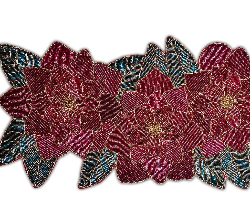 Handmade Beaded Floral Table Runner 13X36 Inch V313446
