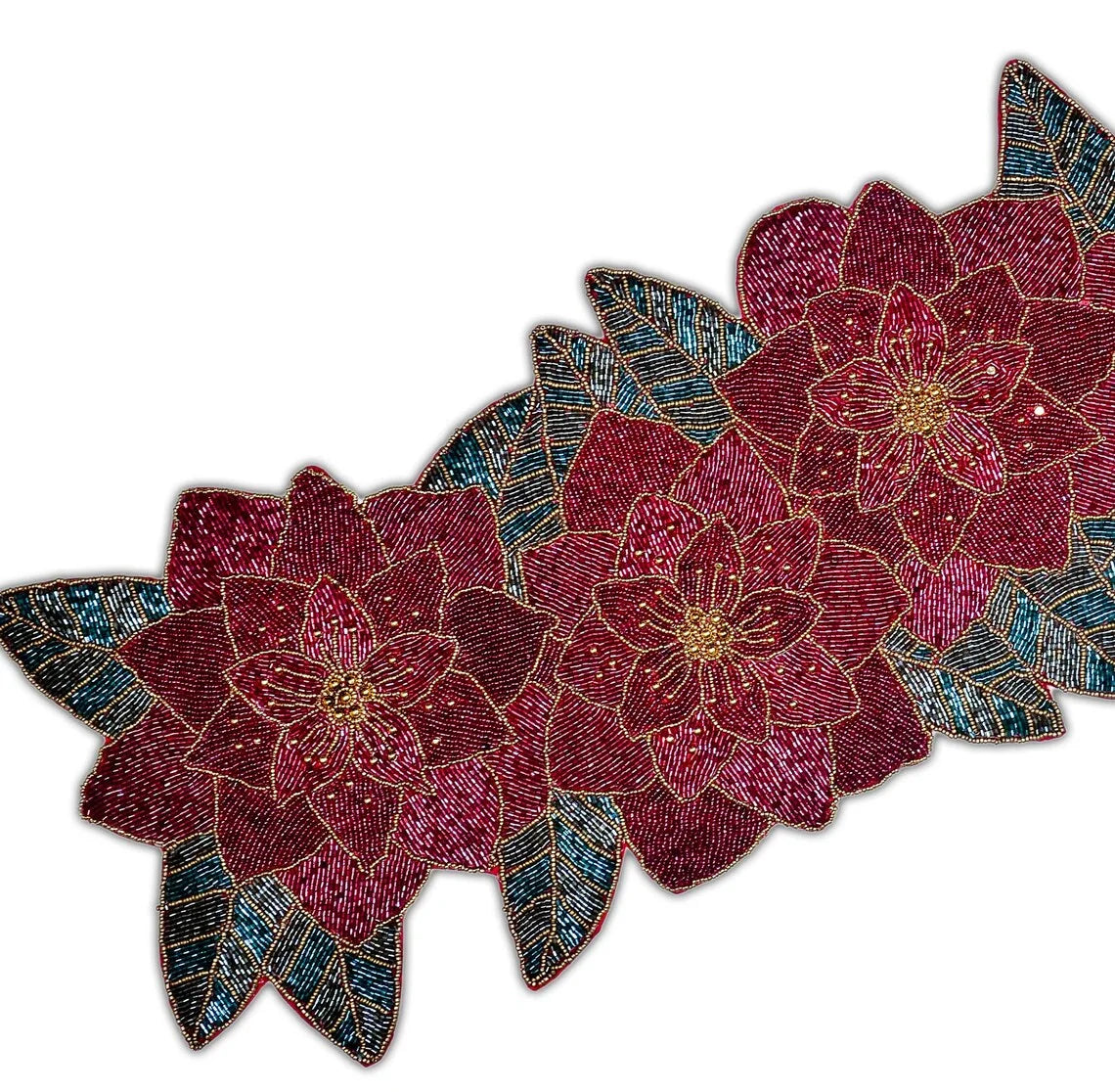 Handmade Beaded Floral Table Runner 13X36 Inch V313446