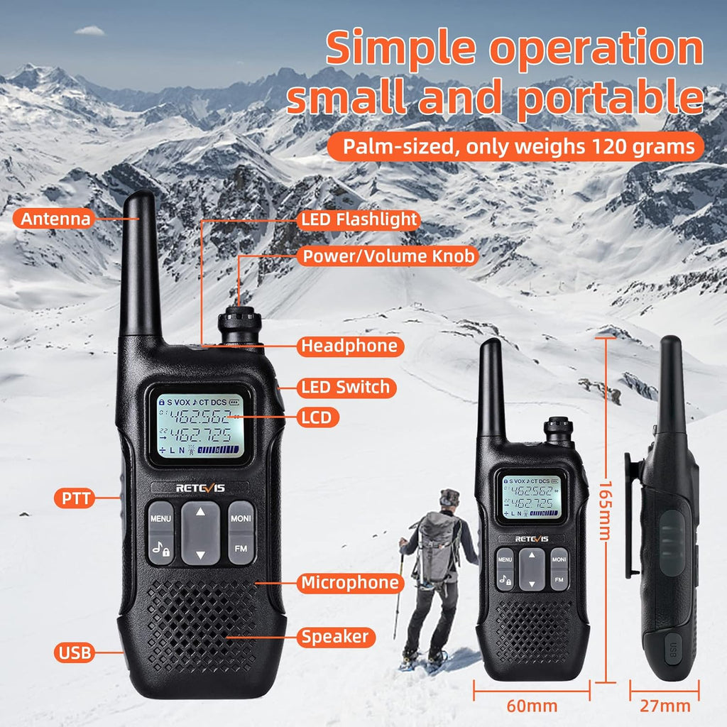 Rechargeable Two Way Radio with Battery and Lanyard, 4 Pack P222971