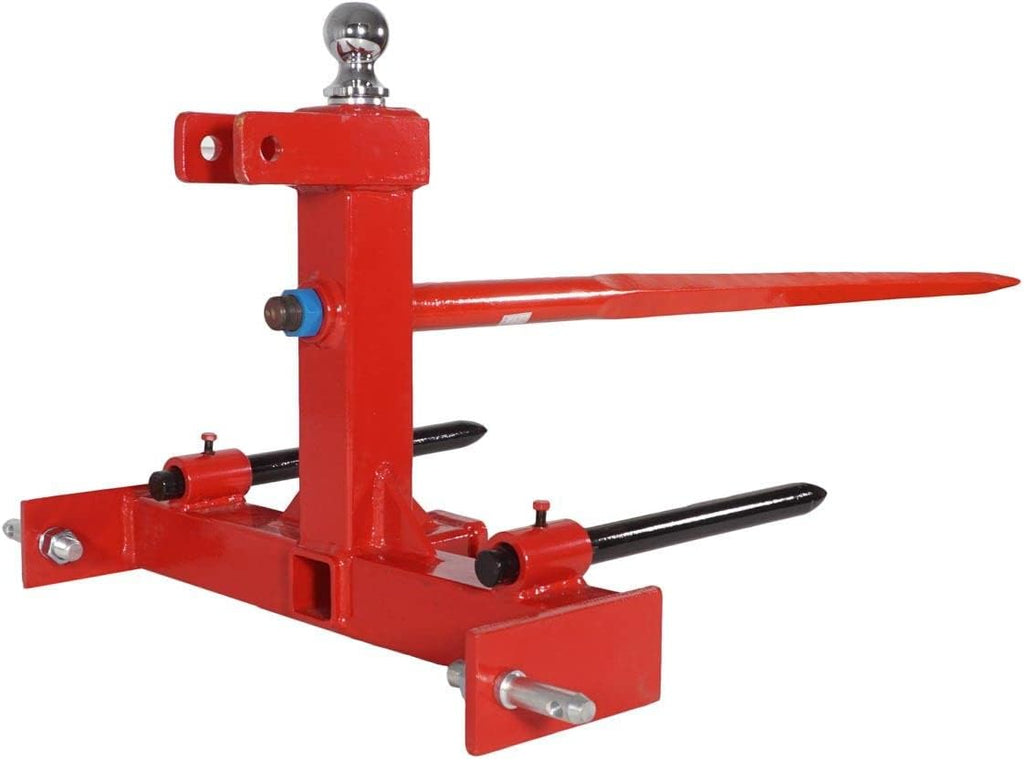 3 Pt Cat 1 Tractor Receiver Hitch with Hay Spear and 2 Stabilizers C532