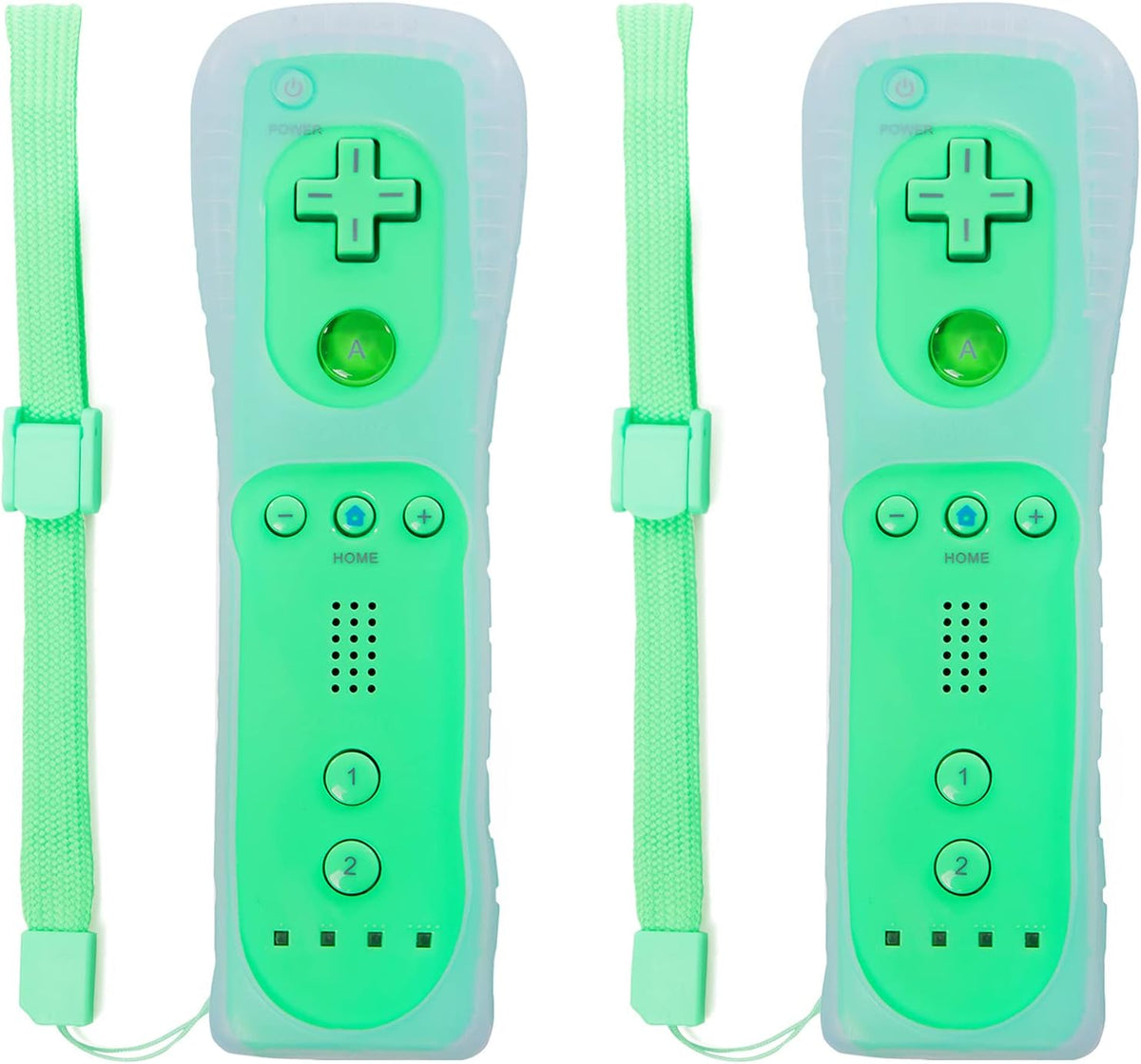 2 Pack Wii Remote Controller Silicone Case and Wrist Strap Light Green W320297