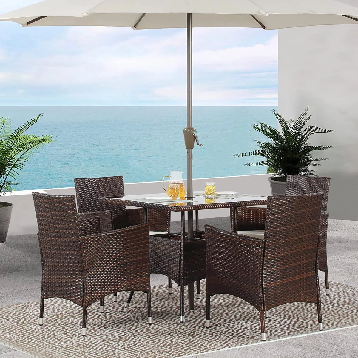 5-Piece Wicker Patio Dining Table Chair Set C257