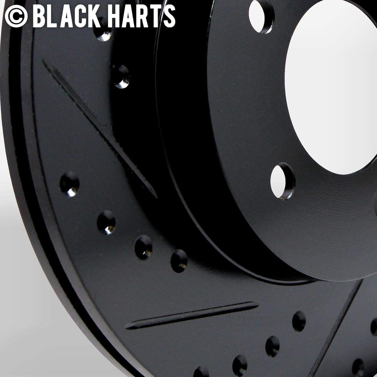 Front Brake Rotors Black Drilled Slotted Heavy Duty Pads H209897