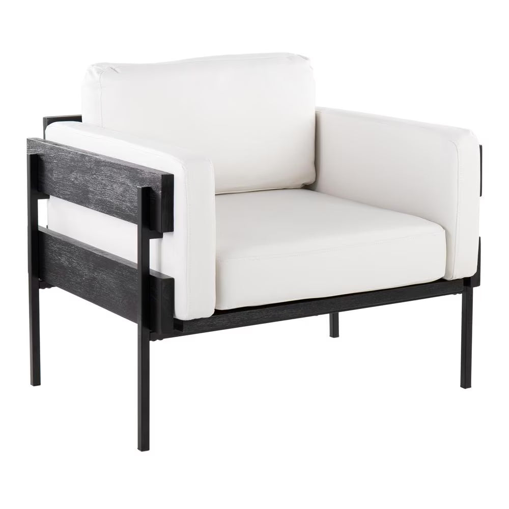 Black/White Faux Leather Accent Chair W30897