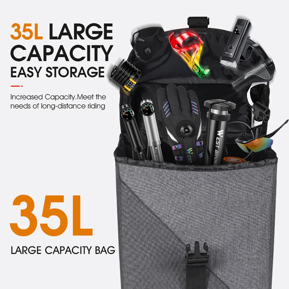 35L Bike Double Bag Rear Seats Luggage Carrier Trunk Bag J45836