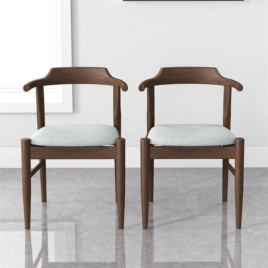 Mid-Century Wood/Fabric Dining Chair in Gray (Set of 2) W944782