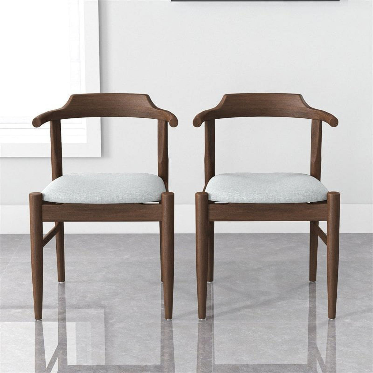 Mid-Century Wood/Fabric Dining Chair in Gray (Set of 2) W944782