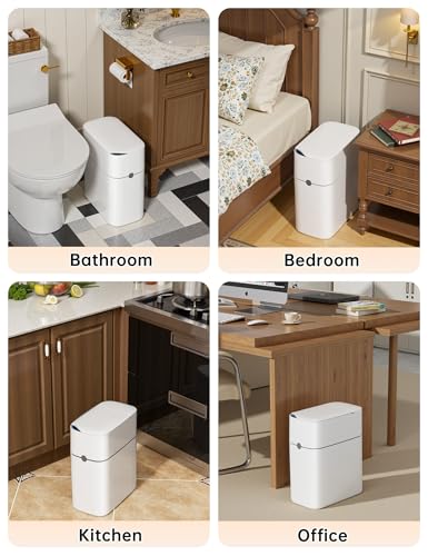 3 Gallon White Slim Motion Sensor Trash Can U72678