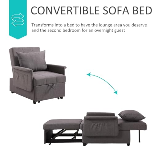 PU Leather Sleeper Chair Bed with Adjustable Backrest and Pillow H7643
