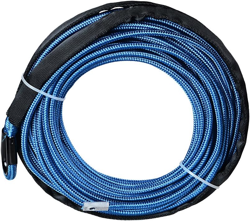 85ft x 3/8 inch Synthetic Winch Line Rope with Heat Rock Guard E982