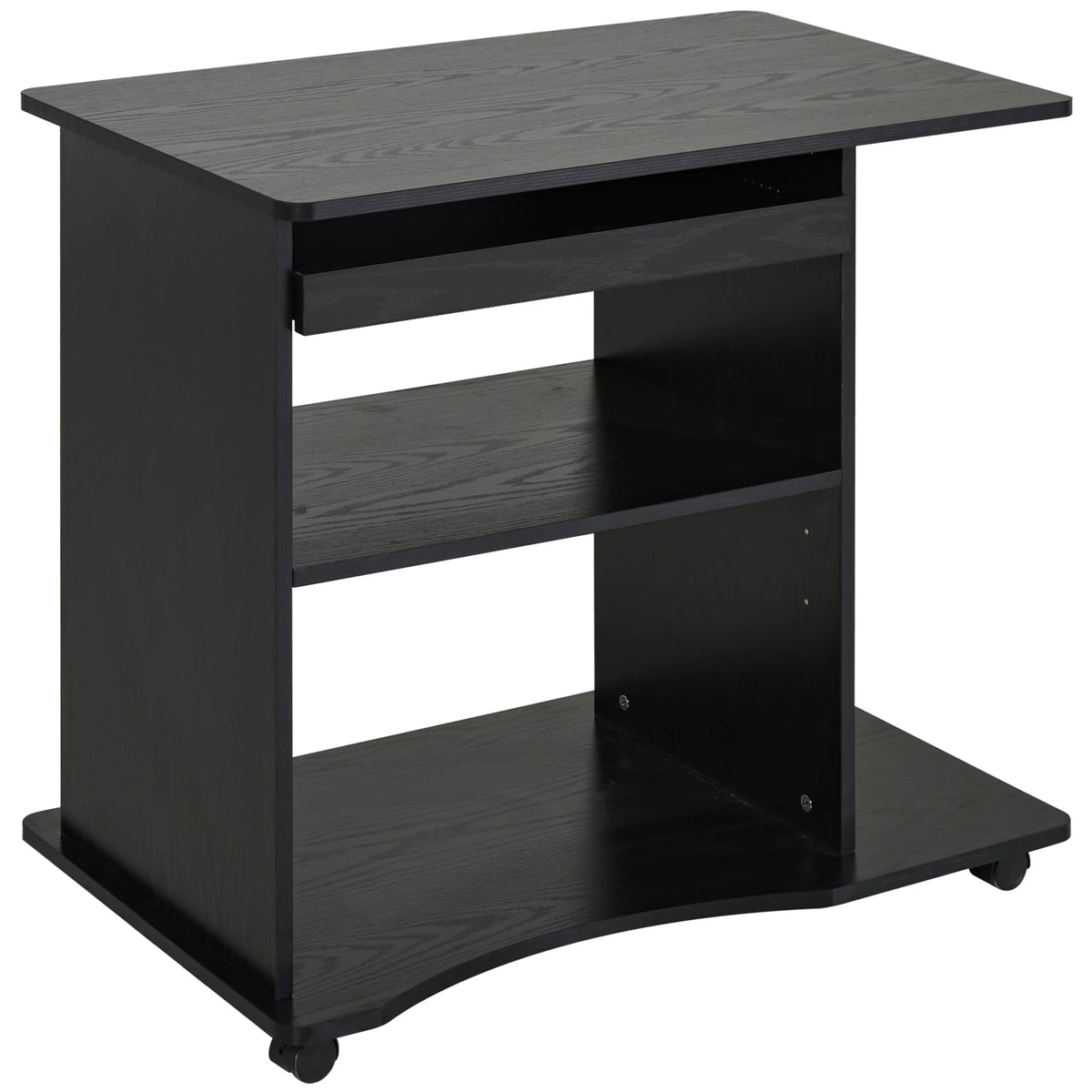 Black Mobile Computer Desk with Keyboard Tray Q215