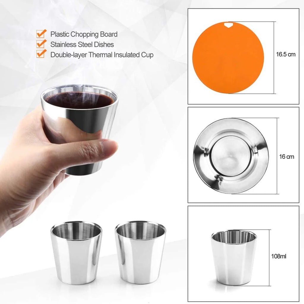 Camping Cookware Mess Kit Pot Pan Kettle Cooking Set with Spoon Fork X23260