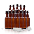 16 oz Amber Glass Beer Bottles with Funnel, Brush and Marker Y1507