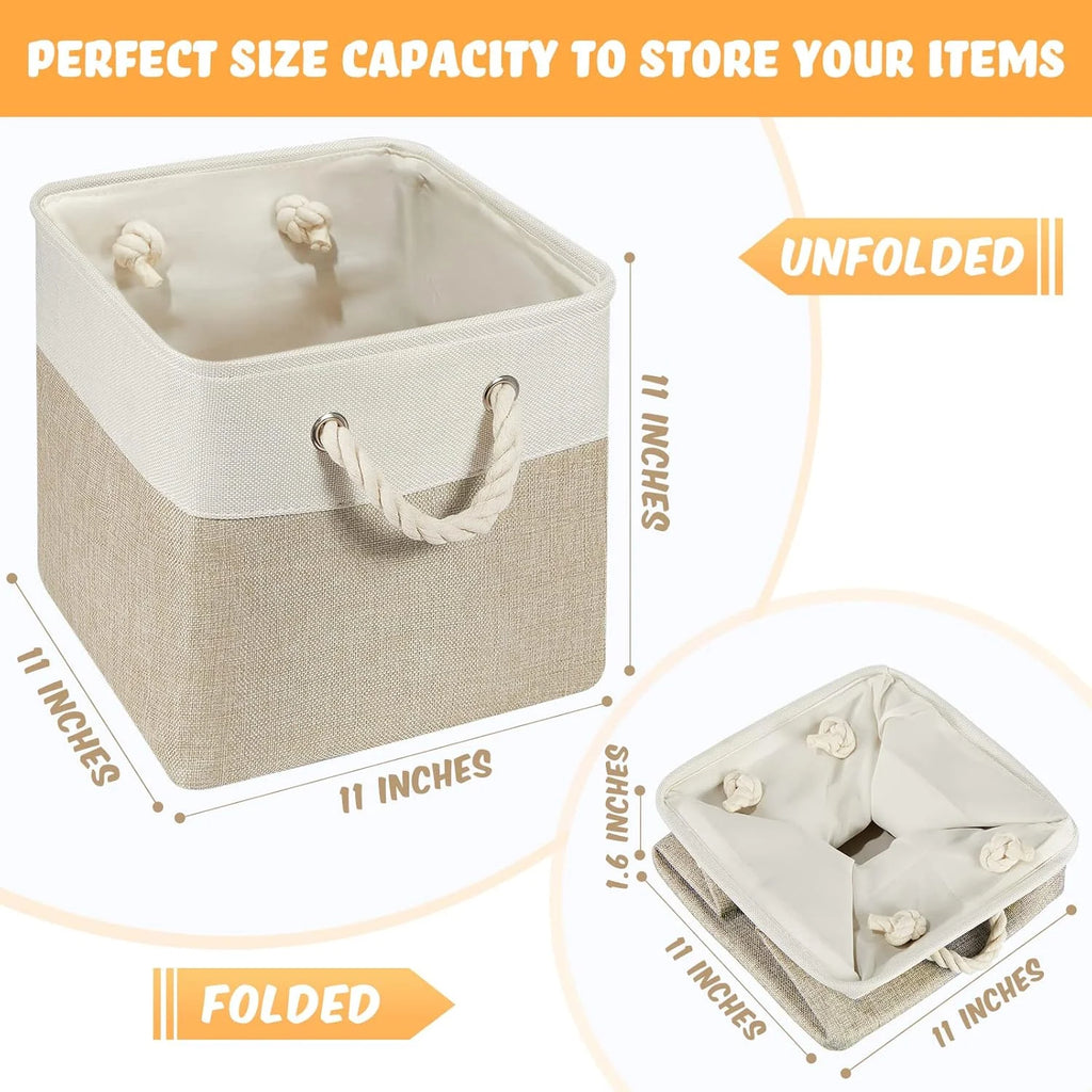 6 Pcs 11 x 11 Inch Fabric Cube Storage Bins with Handles W809