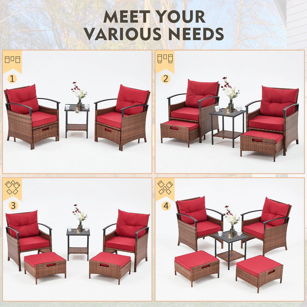 5 Pcs Outdoor Rattan Wicker Furniture Set L1879