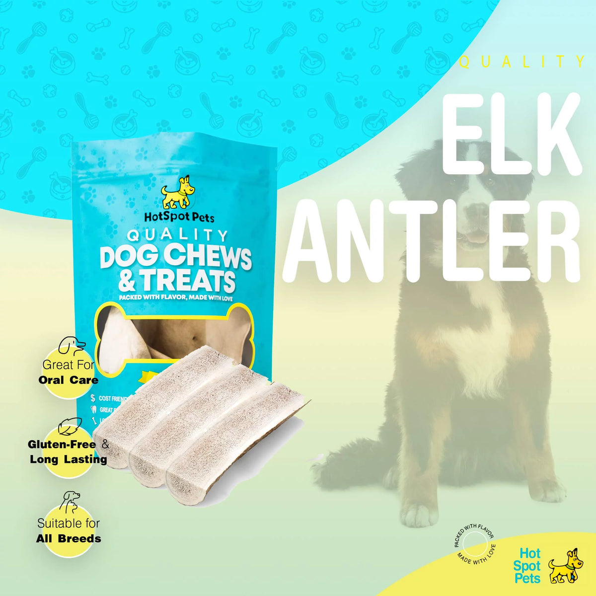 Small Split Elk Antler Dog Chews 3 Pack N528