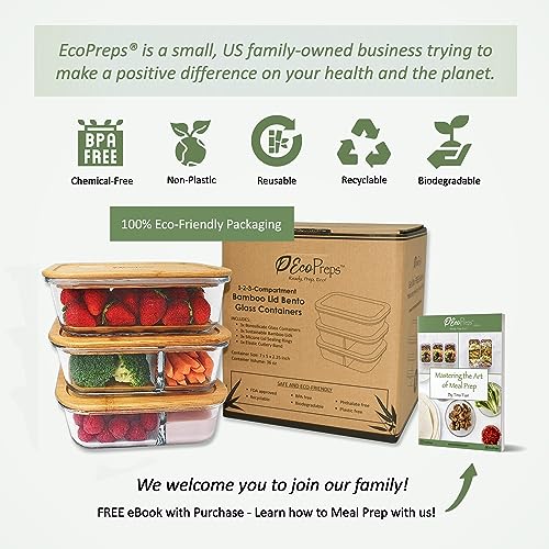 3 Pack Glass Meal Prep Containers with Bamboo Lids T475295