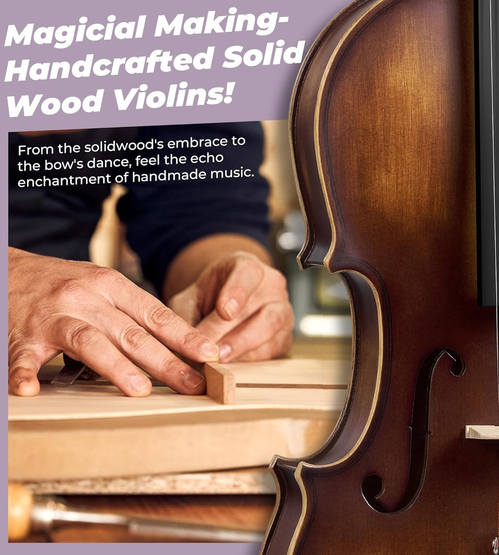 Solid Wood Violin 4/4 Full Size Set with Lightweight Hard Case Z959