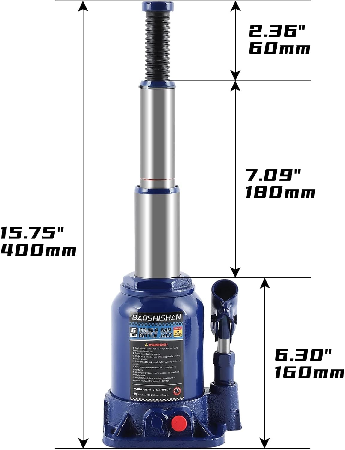 6 Ton Double Ram Hydraulic Bottle Jack A742