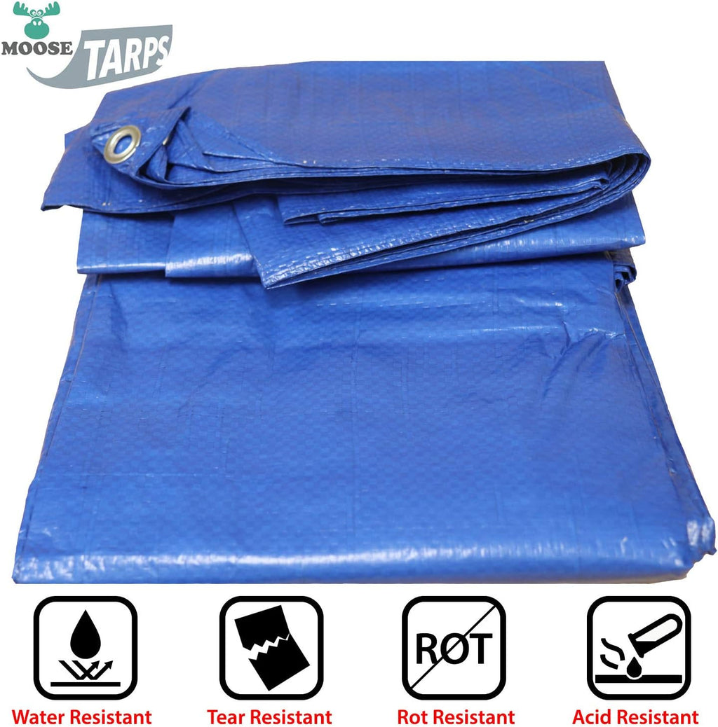 10' x 20' Water Resistant Reversible Blue/Silver Medium Duty Tarp Y582097