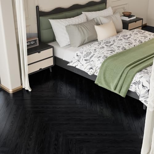 24-Pack Black Vinyl Plank Flooring 6"x36" Self Adhesive E553595