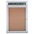 Illuminated Enclosed Wall Mounted Bulletin Board, 36x22 H x 24x22 W, One Door, Clear Satin Frame M206