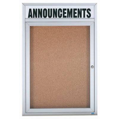 Illuminated Enclosed Wall Mounted Bulletin Board, 36x22 H x 24x22 W, One Door, Clear Satin Frame M206