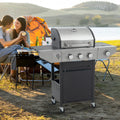 3 Burner Stainless Steel Propane Gas Grill with Side Burner O65216