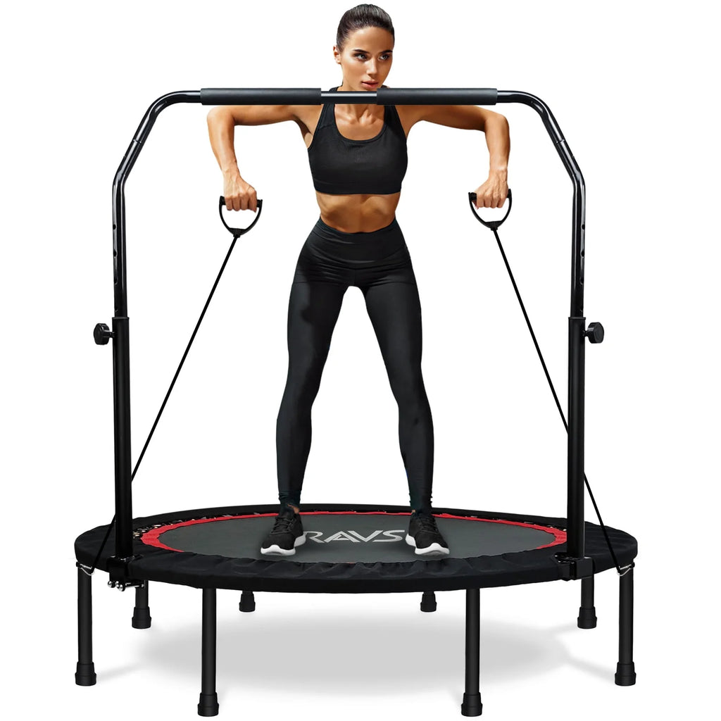 48'' Black Foldable Mini Fitness Trampoline with Handle K546854
