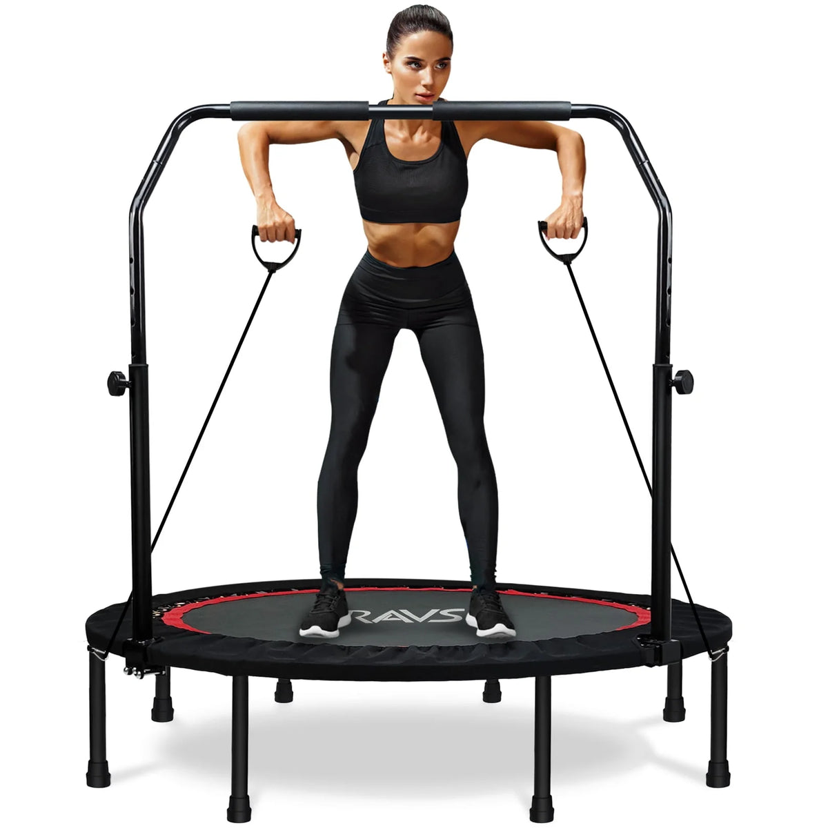 48'' Black Foldable Mini Fitness Trampoline with Handle K546854