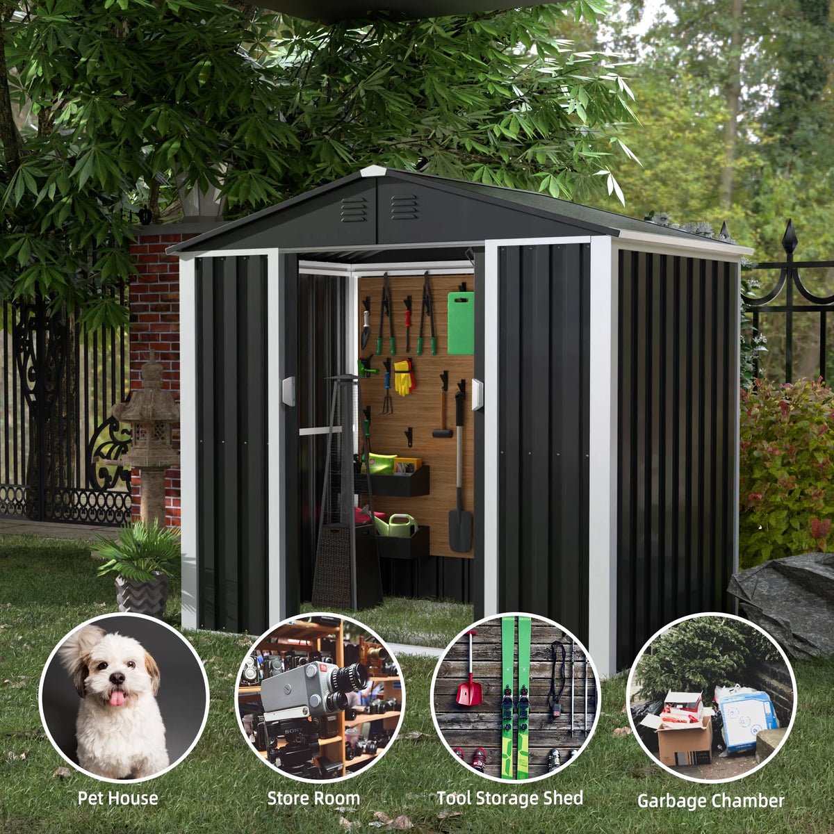 Metal Outdoor Storage Shed with Sliding Door X6757