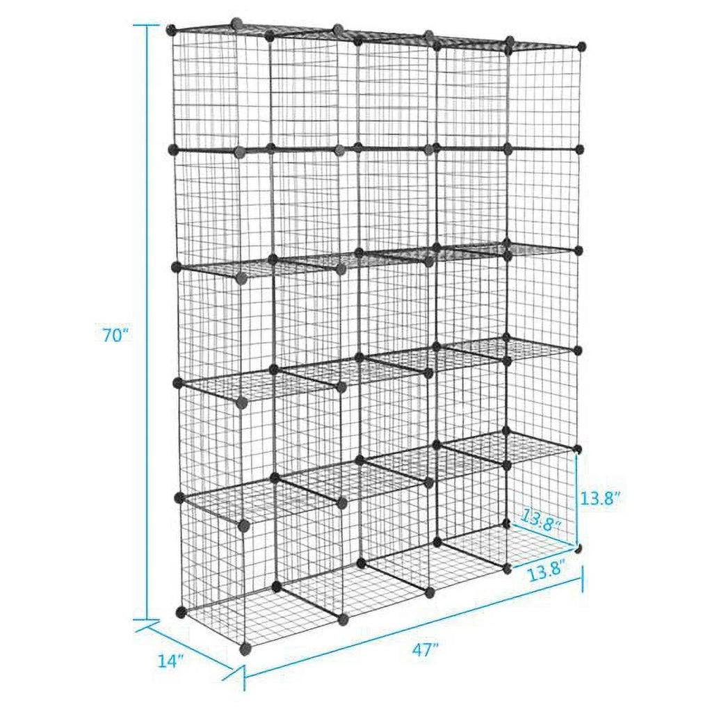 20-Cube Metal Grid Storage Shelves Organizer Bookcase S662