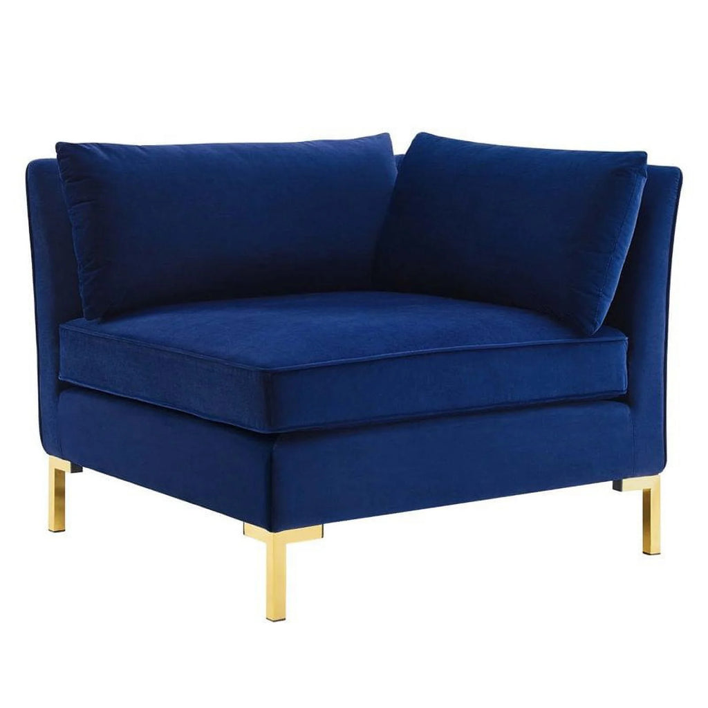 Navy Velvet Upholstered Corner Sectional Chair C183