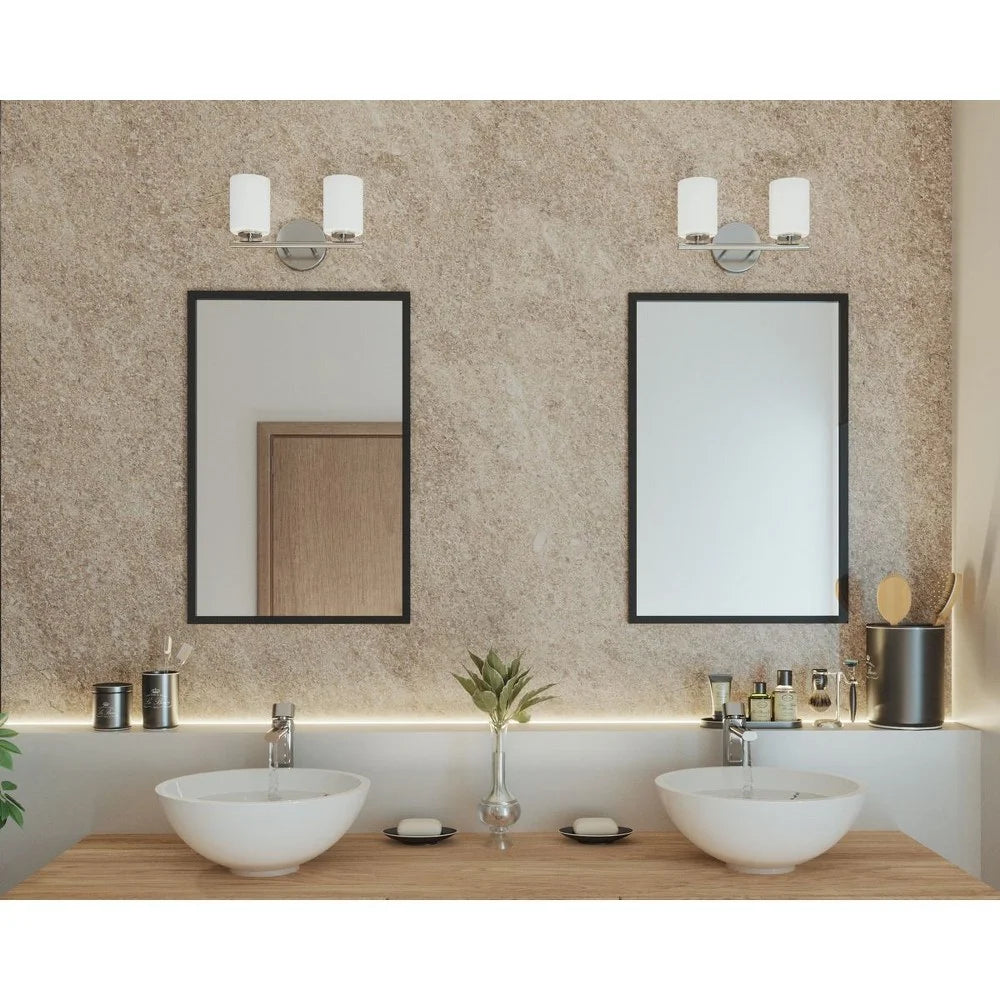 2 Light Textured Black Etched Glass Bath Vanity Light N87270
