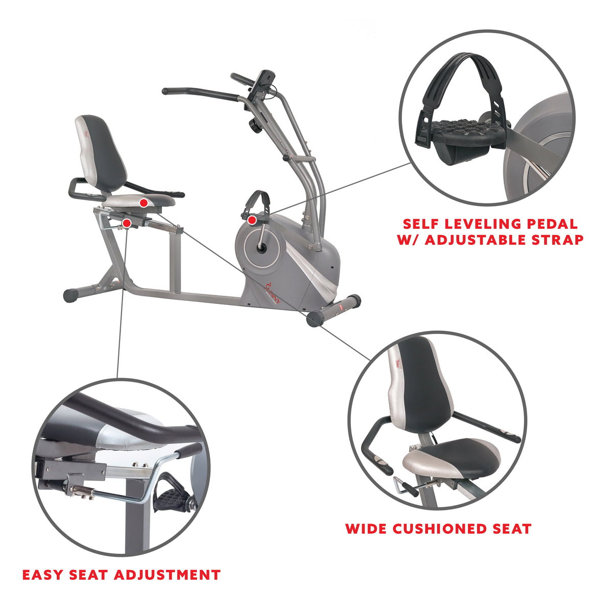 Magnetic Recumbent Bike with Pulse Sensors T398874